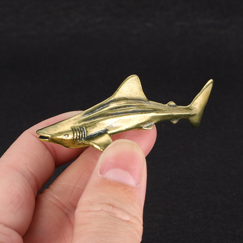 Vintage Collectible Christmas Ornaments - Figurine de requin en laiton vintage,